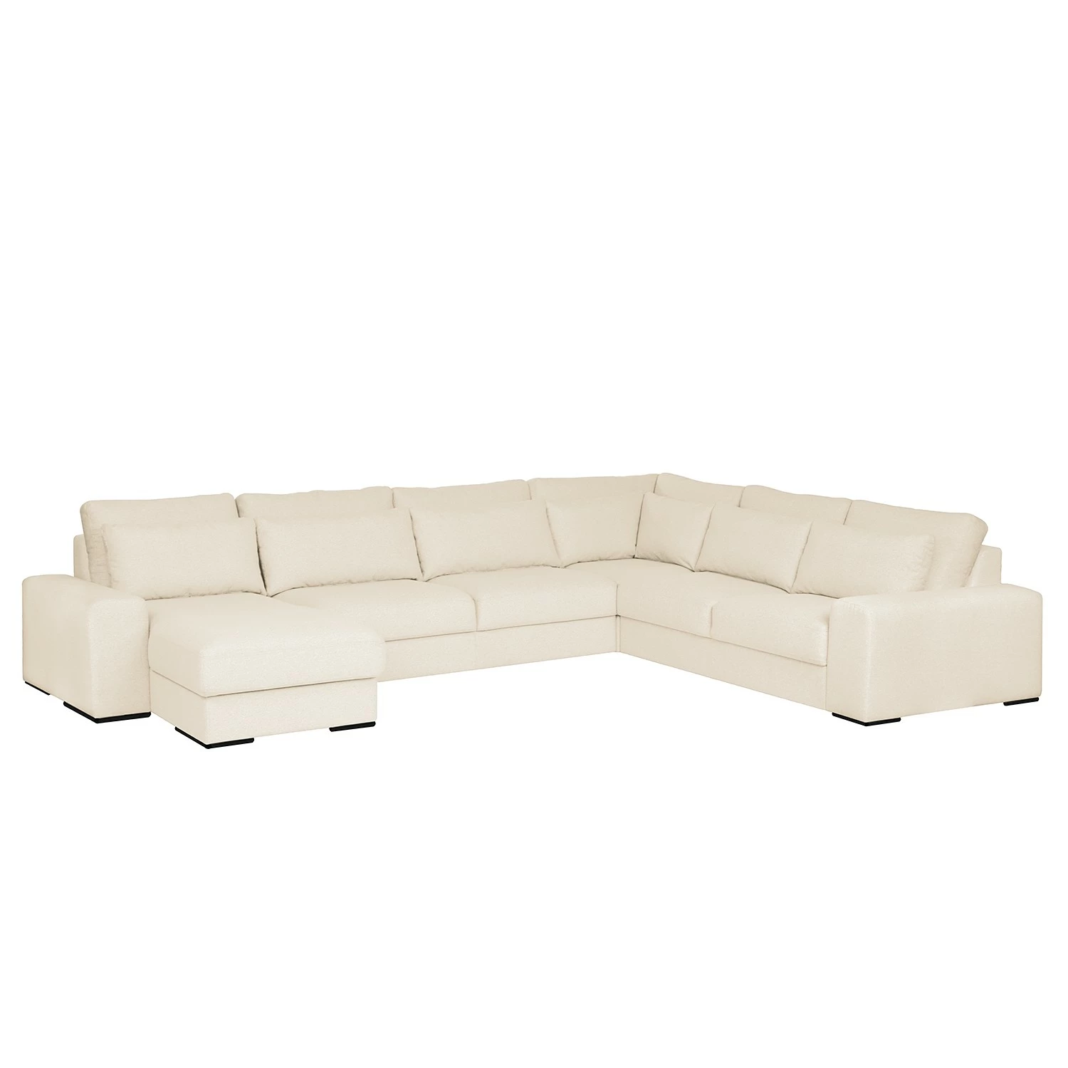 Bizzarto Wohnlandschaft Gurabo - Webstoff Sogol: Creme - Longchair davorstehend links 1 Bizzarto Wohnlandschaft Gurabo - Webstoff Sogol: Creme - Longchair davorstehend links