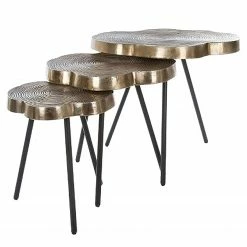 Ridgevalley Beistelltisch Pal (3er-Set) - Metall - Messing / Schwarz 11 Ridgevalley Beistelltisch Pal (3er-Set) - Metall - Messing / Schwarz -WOHNZIMMERMÖBEL Verkäufe 1000257210 210413 14405200125 DETAILS P000000001000257210