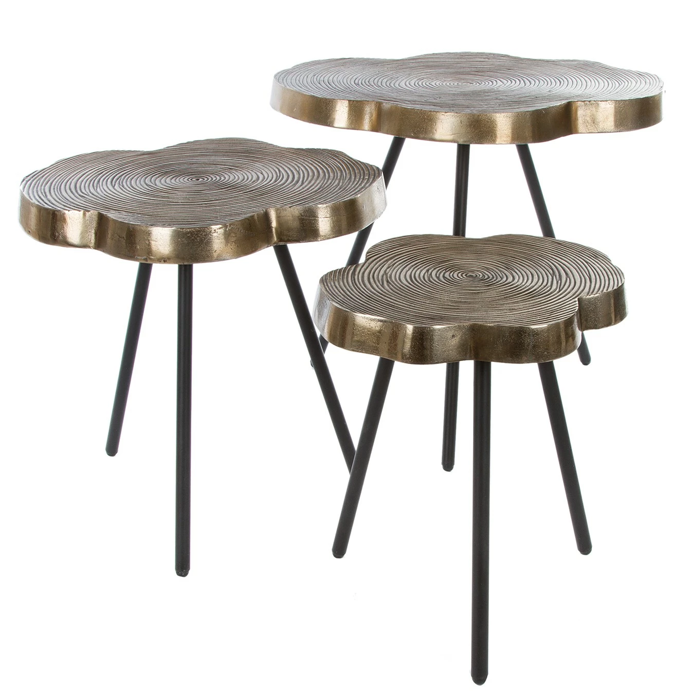 Ridgevalley Beistelltisch Pal (3er-Set) - Metall - Messing / Schwarz 1 Ridgevalley Beistelltisch Pal (3er-Set) - Metall - Messing / Schwarz