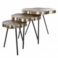 Ridgevalley Beistelltisch Pal (3er-Set) - Metall - Messing / Schwarz 15 Ridgevalley Beistelltisch Pal (3er-Set) - Metall - Messing / Schwarz -WOHNZIMMERMÖBEL Verkäufe 1000257210 210430 13014000126 DETAILS P000000001000257210