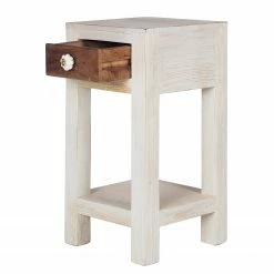 Wolf-Möbel Beistelltisch Maison - Akazie massiv - Akazie Stone / Antik Weiß - Höhe: 60 cm -WOHNZIMMERMÖBEL Verkäufe 1000257241 220407 035 DETAILS P000000001000257241