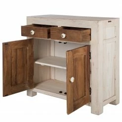 Wolf-Möbel Kommode Maison II - Akazie massiv - Akazie Stone / Antik Weiß -WOHNZIMMERMÖBEL Verkäufe 1000257252 220406 040 DETAILS P000000001000257252