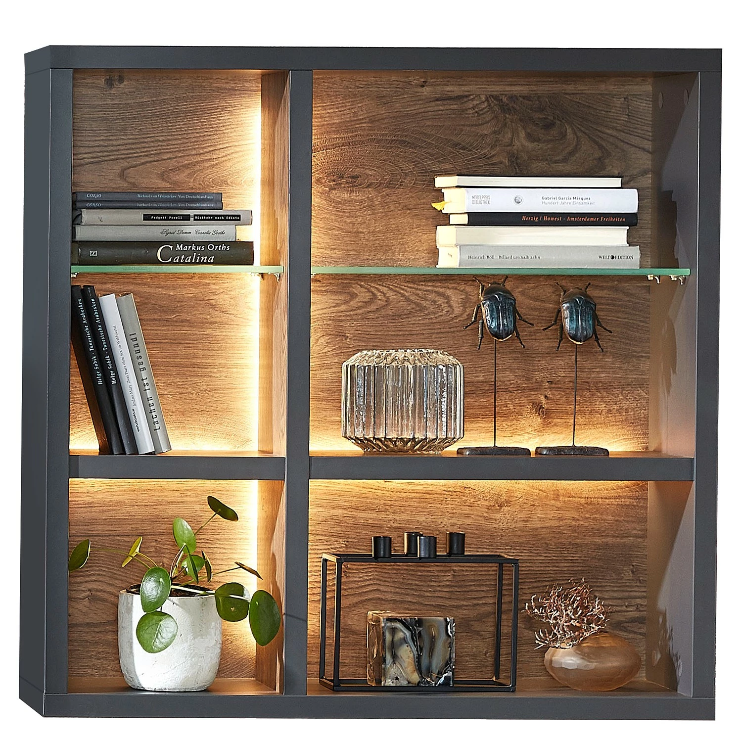 Red Living Wandregal Batey II - inkl. Beleuchtung - Haveleiche Dekor / Graphit 1 Red Living Wandregal Batey II - inkl. Beleuchtung - Haveleiche Dekor / Graphit