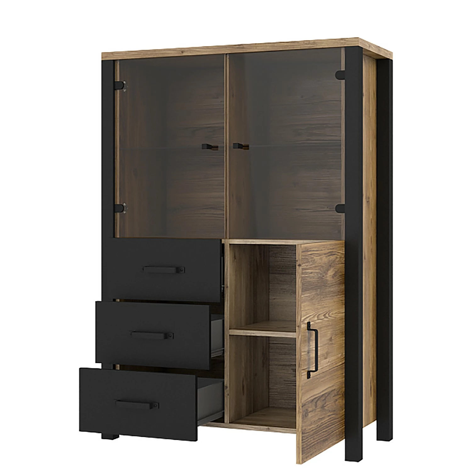 Red Living Wohnwand Velleron I (4-teilig) - Fichte Dekor / Matt Schwarz 14 Red Living Wohnwand Velleron I (4-teilig) - Fichte Dekor / Matt Schwarz – Bild 14