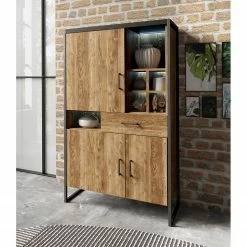 Red Living Wohnwand Turriers (3-teilig) - Fichte Dekor / Matt Schwarz -WOHNZIMMERMÖBEL Verkäufe 1000259843 210413 14132000038 MOOD DETAILS P000000001000259843 mood