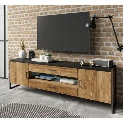 Red Living Wohnwand Turriers (3-teilig) - Fichte Dekor / Matt Schwarz -WOHNZIMMERMÖBEL Verkäufe 1000259843 210413 14132100039 MOOD DETAILS P000000001000259843 mood