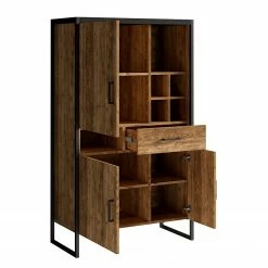 Red Living Wohnwand Turriers (3-teilig) - Fichte Dekor / Matt Schwarz -WOHNZIMMERMÖBEL Verkäufe 1000259843 210413 14132900045 DETAILS P000000001000259843