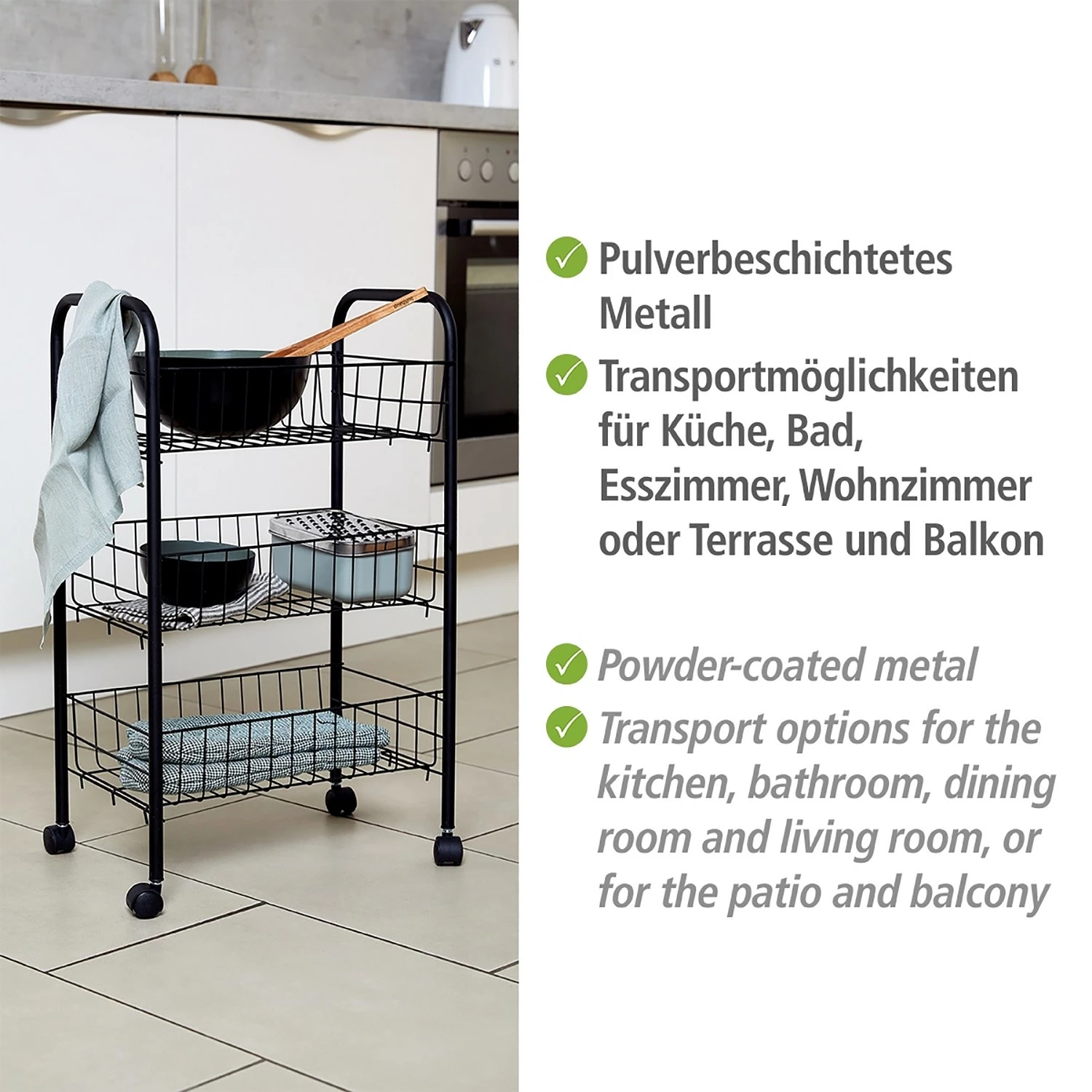 WENKO Servierwagen Florenz - Metall - Schwarz 4 WENKO Servierwagen Florenz - Metall - Schwarz – Bild 4