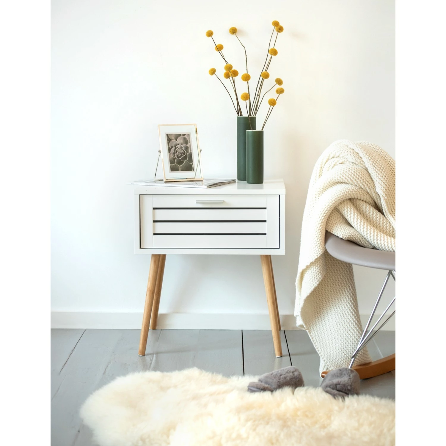 WENKO Beistelltisch Finja II - Bambus massiv - Weiß / Bambus 2 WENKO Beistelltisch Finja II - Bambus massiv - Weiß / Bambus – Bild 2