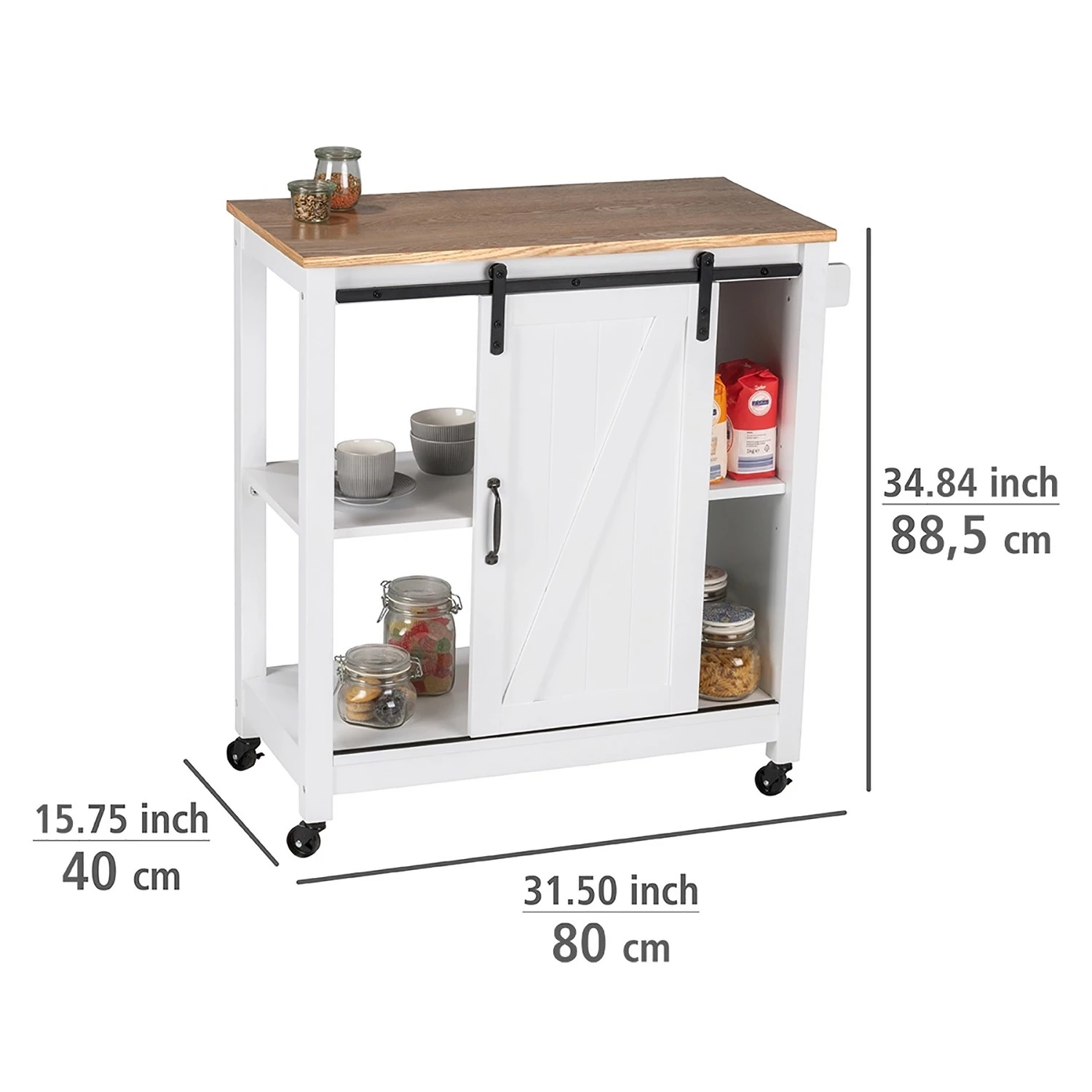 WENKO Servierwagen Landhaus - Kiefer massiv - Weiß / Kiefer 5 WENKO Servierwagen Landhaus - Kiefer massiv - Weiß / Kiefer – Bild 5