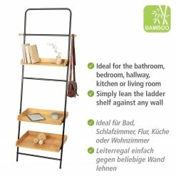 WENKO Leiterregal Loft - Bambus massiv / Metall - Bambus / Schwarz -WOHNZIMMERMÖBEL Verkäufe 1000260952 210423 13355700196 DETAILS P000000001000260952