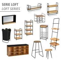 WENKO Leiterregal Loft - Bambus massiv / Metall - Bambus / Schwarz -WOHNZIMMERMÖBEL Verkäufe 1000260952 210423 13360000198 DETAILS P000000001000260952