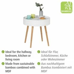 WENKO Beistelltisch Finja I - Bambus massiv - Bambus / Weiß -WOHNZIMMERMÖBEL Verkäufe 1000260956 210715 14010900020 DETAILS P000000001000260956