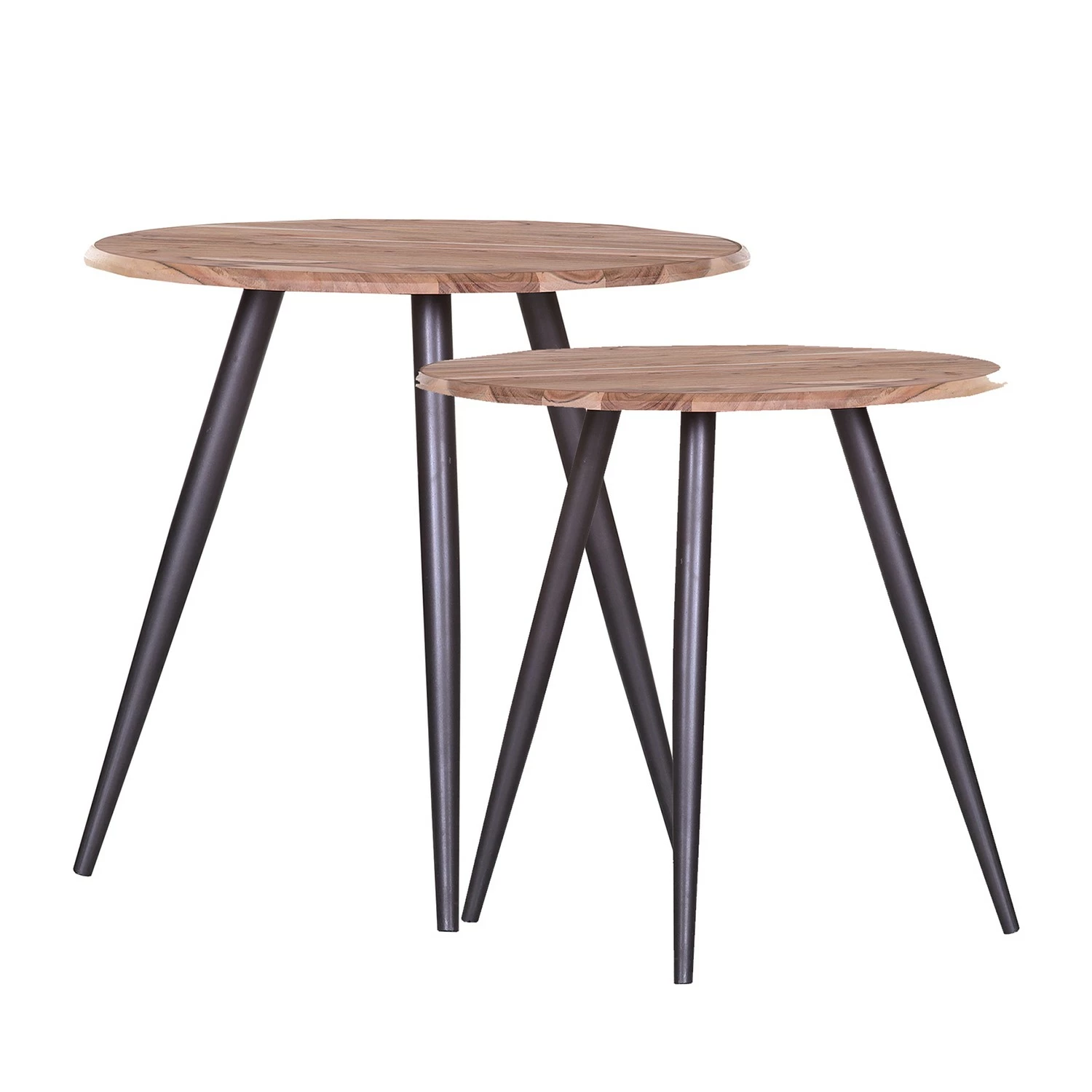 Red Living Beistelltisch Fenay V (2er-Set) - Akazie massiv / Metall - Akazie / Schwarz 1 Red Living Beistelltisch Fenay V (2er-Set) - Akazie massiv / Metall - Akazie / Schwarz