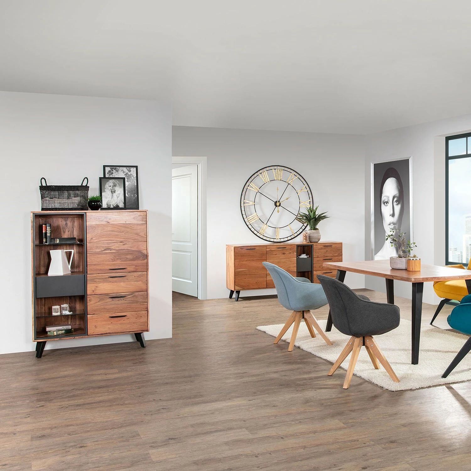 Naturoo Highboard Manabi - Akazie massiv - Akazie / Anthrazit 2 Naturoo Highboard Manabi - Akazie massiv - Akazie / Anthrazit – Bild 2