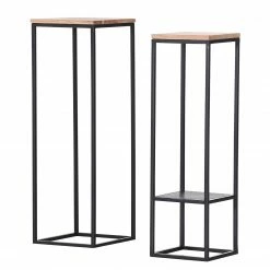 Red Living Beistelltisch Uulu II (2er-Set) - Akazie massiv / Metall - Akazie / Schwarz