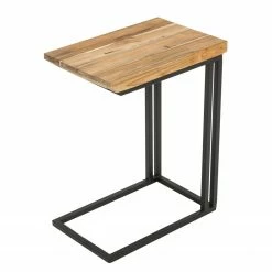 Loftscape Beistelltisch Vulbens - Eiche massiv / Metall - Eiche / Schwarz