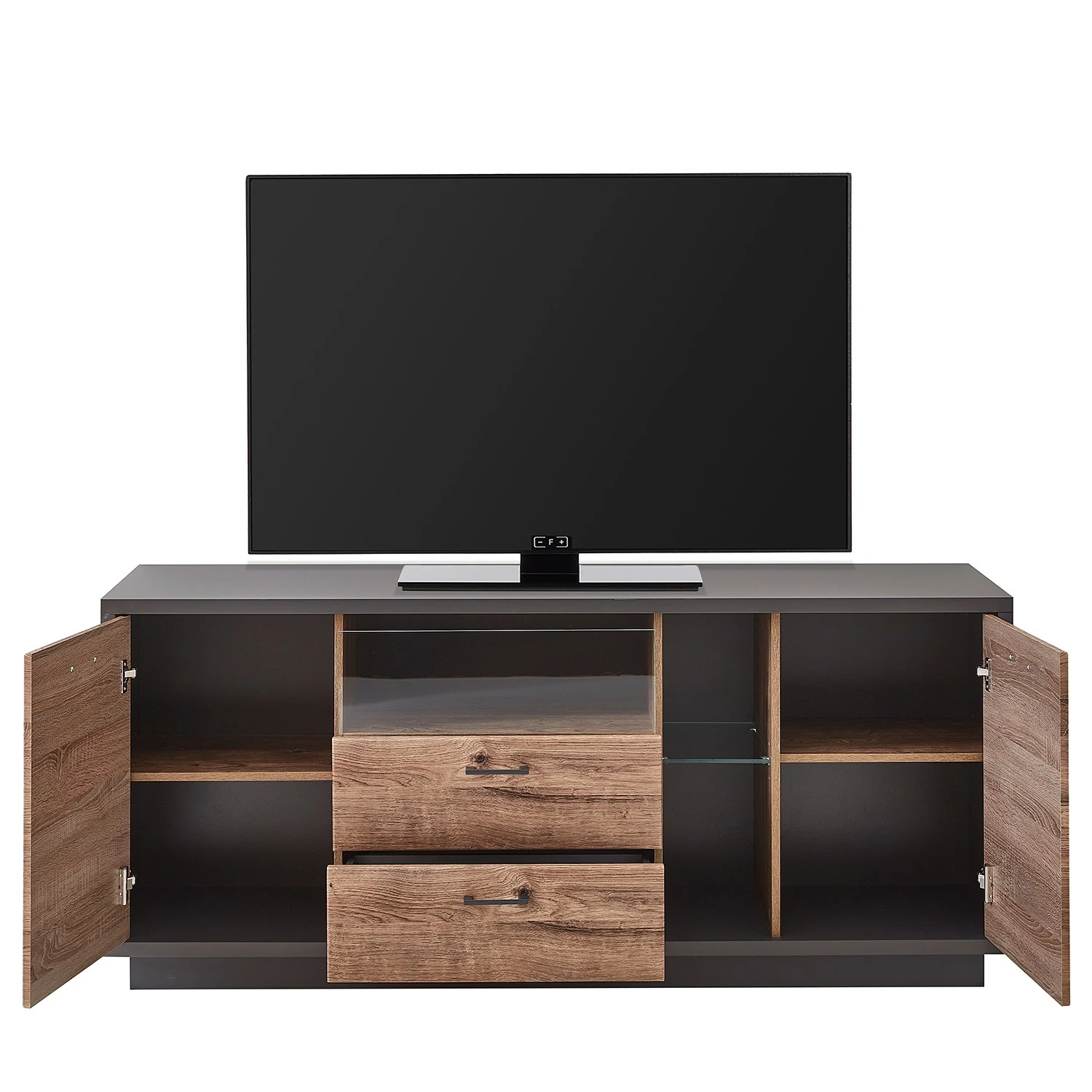 Red Living Wohnwand Batey II (3-teilig) - Haveleiche Dekor / Graphit 4 Red Living Wohnwand Batey II (3-teilig) - Haveleiche Dekor / Graphit – Bild 4