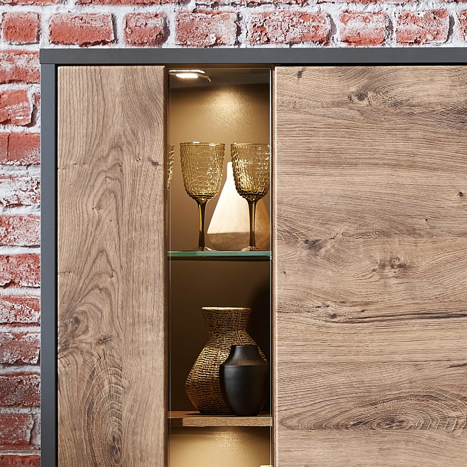 Red Living Wohnwand Batey II (3-teilig) - Haveleiche Dekor / Graphit 8 Red Living Wohnwand Batey II (3-teilig) - Haveleiche Dekor / Graphit – Bild 8