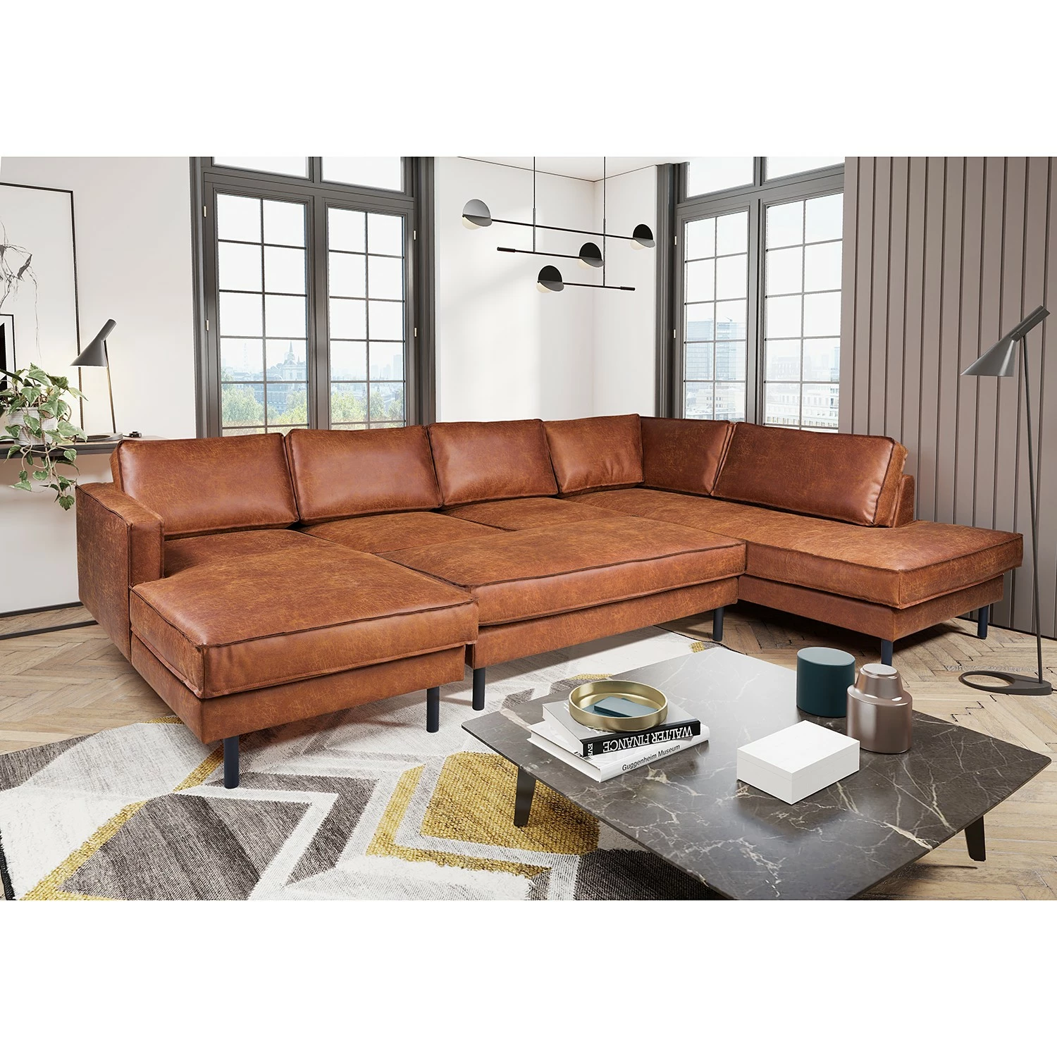 Ars manufacti Polsterhocker FORT DODGE - Antiklederlook - Microfaser Yaka: Cognac 2 Ars manufacti Polsterhocker FORT DODGE - Antiklederlook - Microfaser Yaka: Cognac – Bild 2