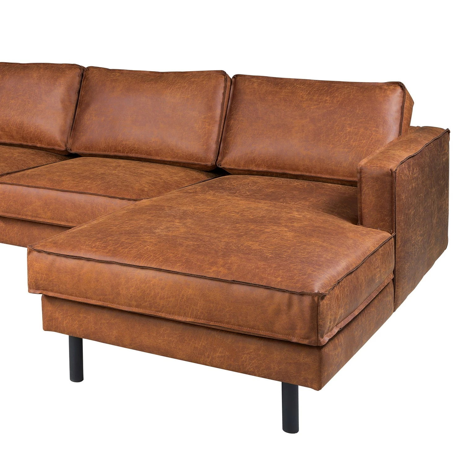 Wohnlandschaft FORT DODGE - Antiklederlook - Microfaser Yaka: Cognac - Longchair davorstehend rechts / Ottomane links - Mit Hocker 7 Wohnlandschaft FORT DODGE - Antiklederlook - Microfaser Yaka: Cognac - Longchair davorstehend rechts / Ottomane links - Mit Hocker – Bild 7