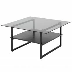 Red Living Couchtisch Weems II - Glas / Metall - Marmor Anthrazit Dekor / Schwarz