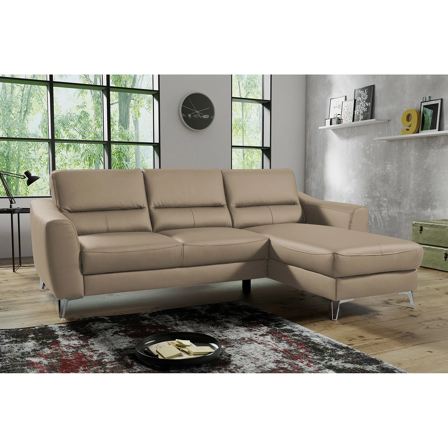 Loftscape Ecksofa Vercheny II - Echtleder Mabel: Sahara dunkel - Longchair beidseitig montierbar - Mit Schlaffunktion 2 Loftscape Ecksofa Vercheny II - Echtleder Mabel: Sahara dunkel - Longchair beidseitig montierbar - Mit Schlaffunktion – Bild 2
