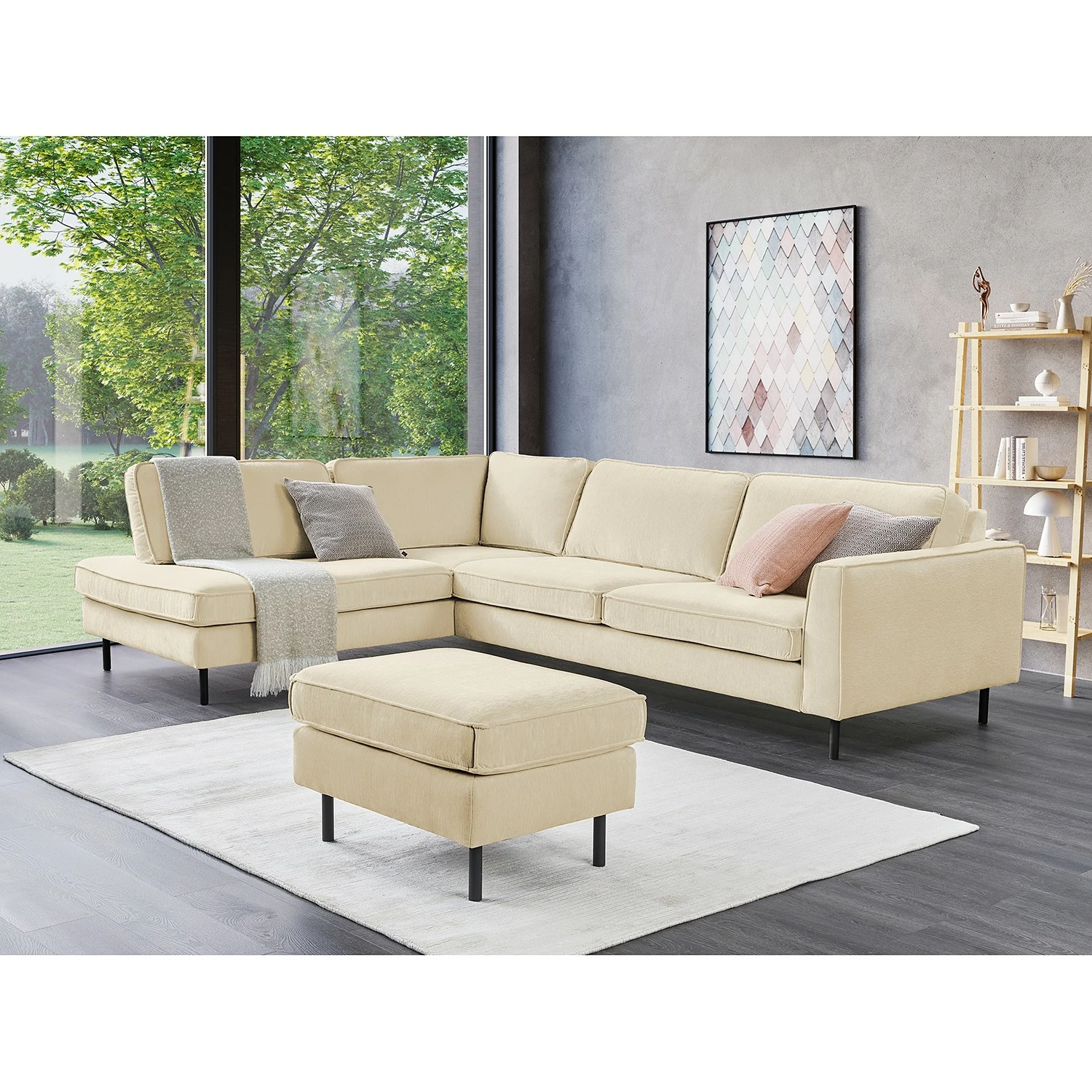 Mørteens Polsterhocker Monblanc - Webstoff - Webstoff Velia: Creme 3 Mørteens Polsterhocker Monblanc - Webstoff - Webstoff Velia: Creme – Bild 3