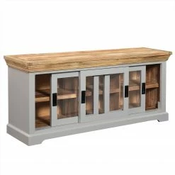 Maison Belfort TV-Lowboard Antton - Akazie / Mango massiv - Grau / Mango -WOHNZIMMERMÖBEL Verkäufe 1000265466 220104 093805000048 DETAILS P000000001000265466