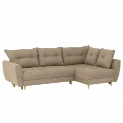 Norrwood Ecksofa Cab - Microfaser - Microfaser Enza: Hellbeige - Longchair davorstehend rechts