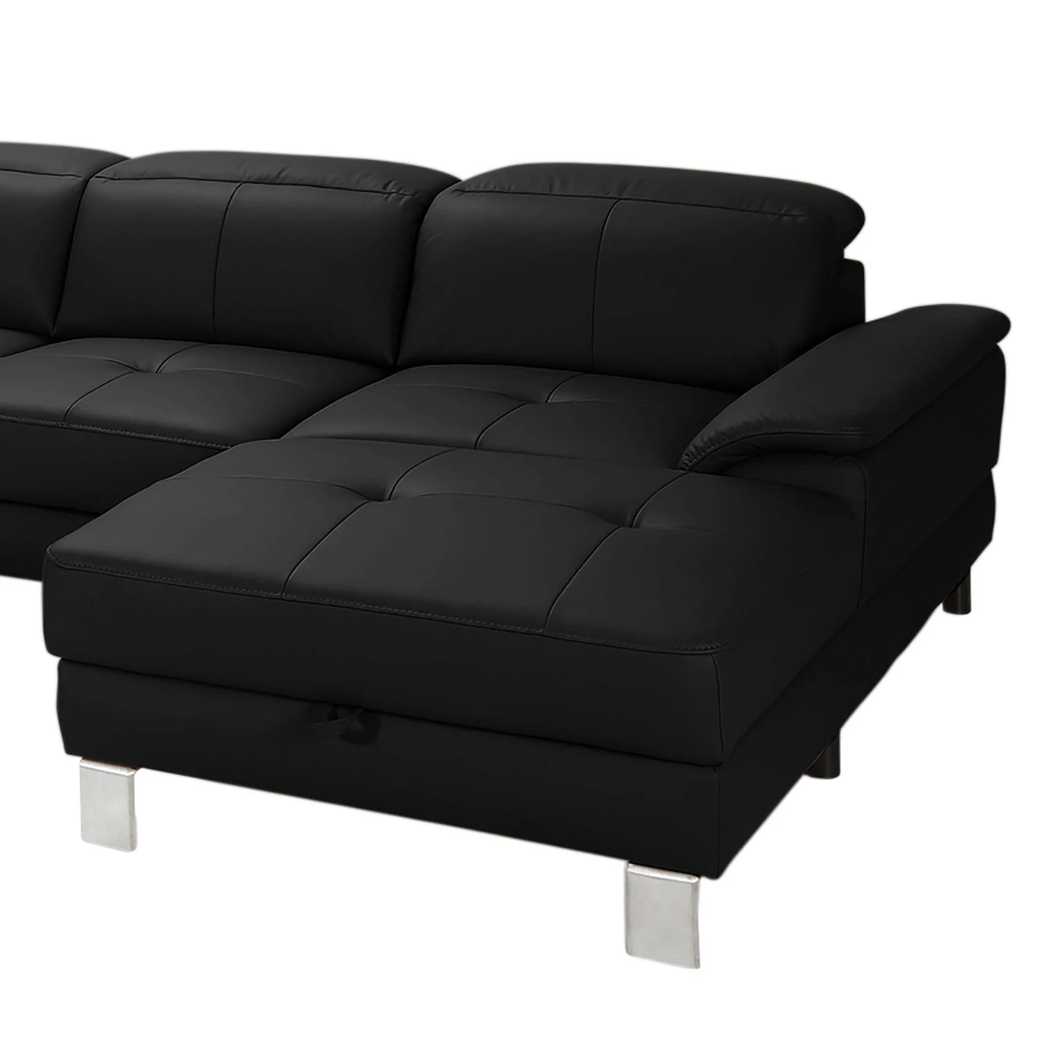 Loftscape Wohnlandschaft Bussy - Echtleder - Echtleder Moja: Schwarz - Longchair davorstehend rechts / Ottomane links - Mit Schlaffunktion 12 Loftscape Wohnlandschaft Bussy - Echtleder - Echtleder Moja: Schwarz - Longchair davorstehend rechts / Ottomane links - Mit Schlaffunktion – Bild 12