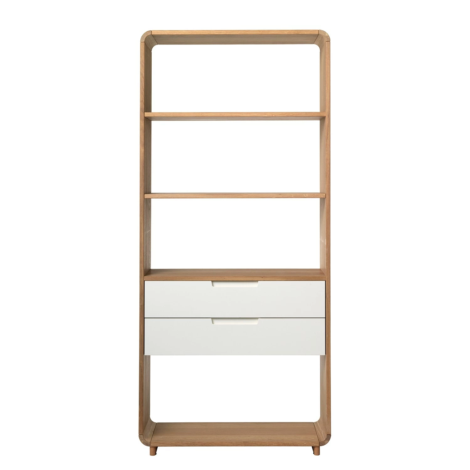 Naturoo Bücherregal Bell - Eiche Furnier - Eiche / Weiß 1 Naturoo Bücherregal Bell - Eiche Furnier - Eiche / Weiß