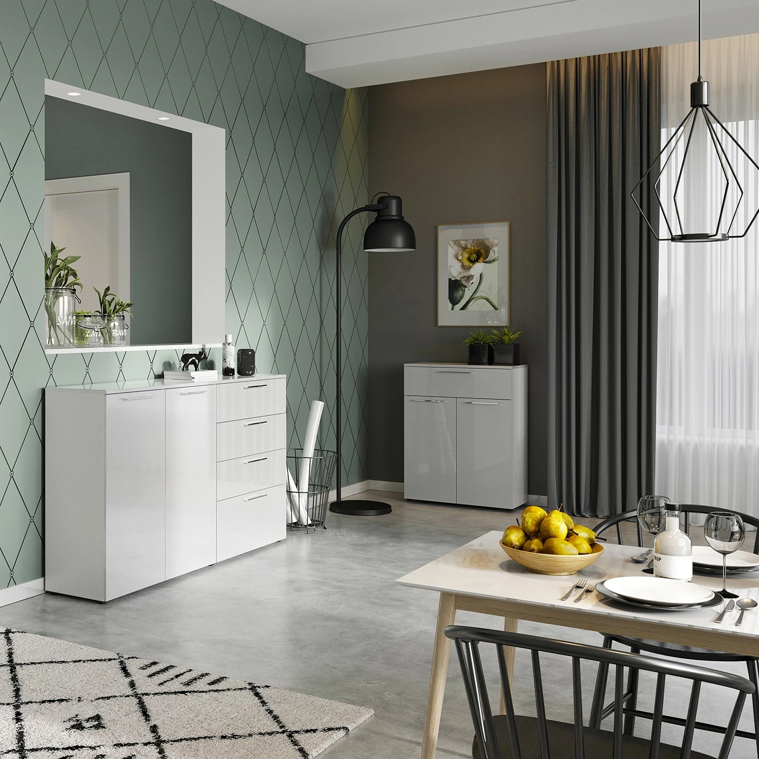 Germania Kommode Sunnyvale - Hochglanz Weiß / Matt Weiß 3 Germania Kommode Sunnyvale - Hochglanz Weiß / Matt Weiß – Bild 3