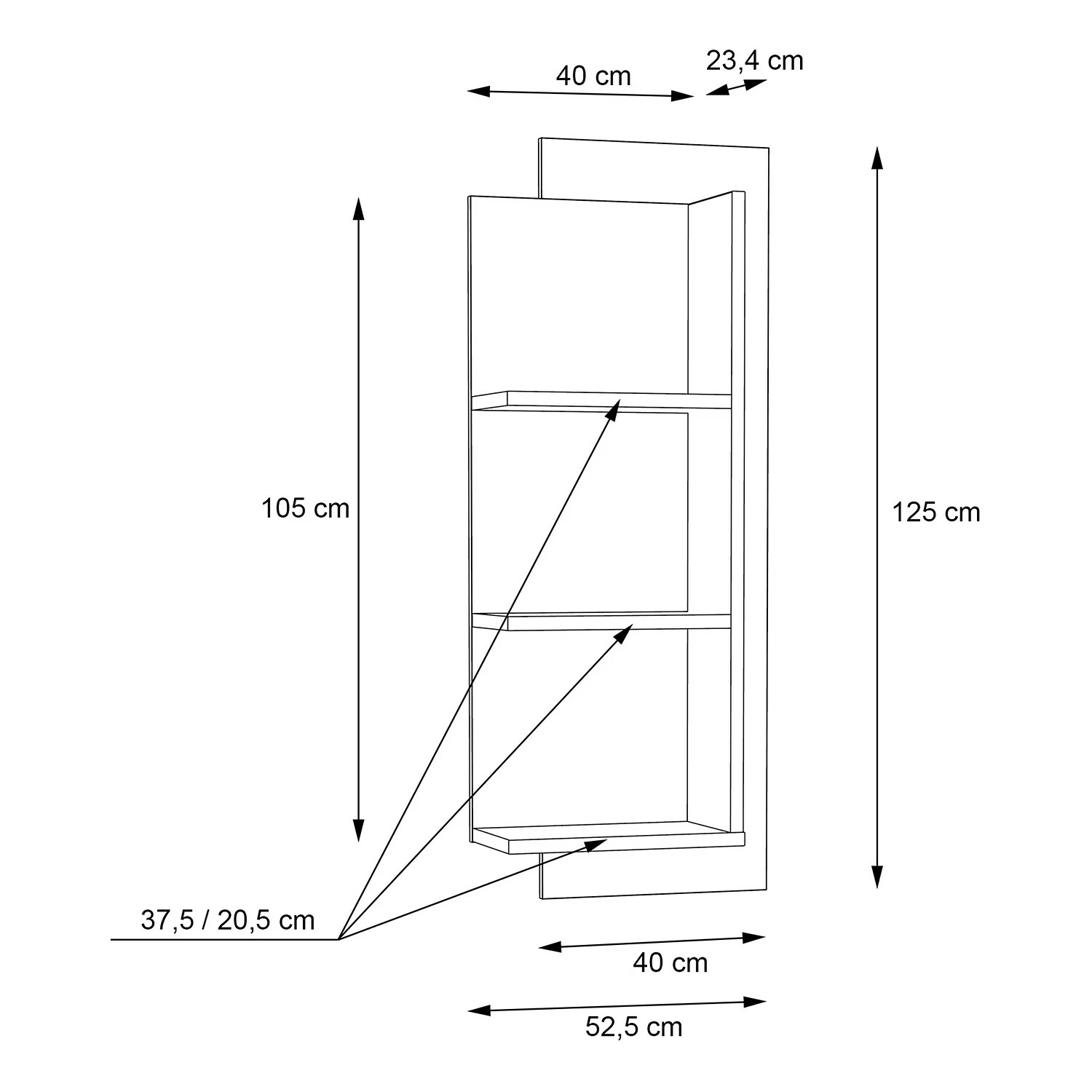 Norrwood Wandregal Boyd II - Eiche Dekor / Weiß 4 Norrwood Wandregal Boyd II - Eiche Dekor / Weiß – Bild 4