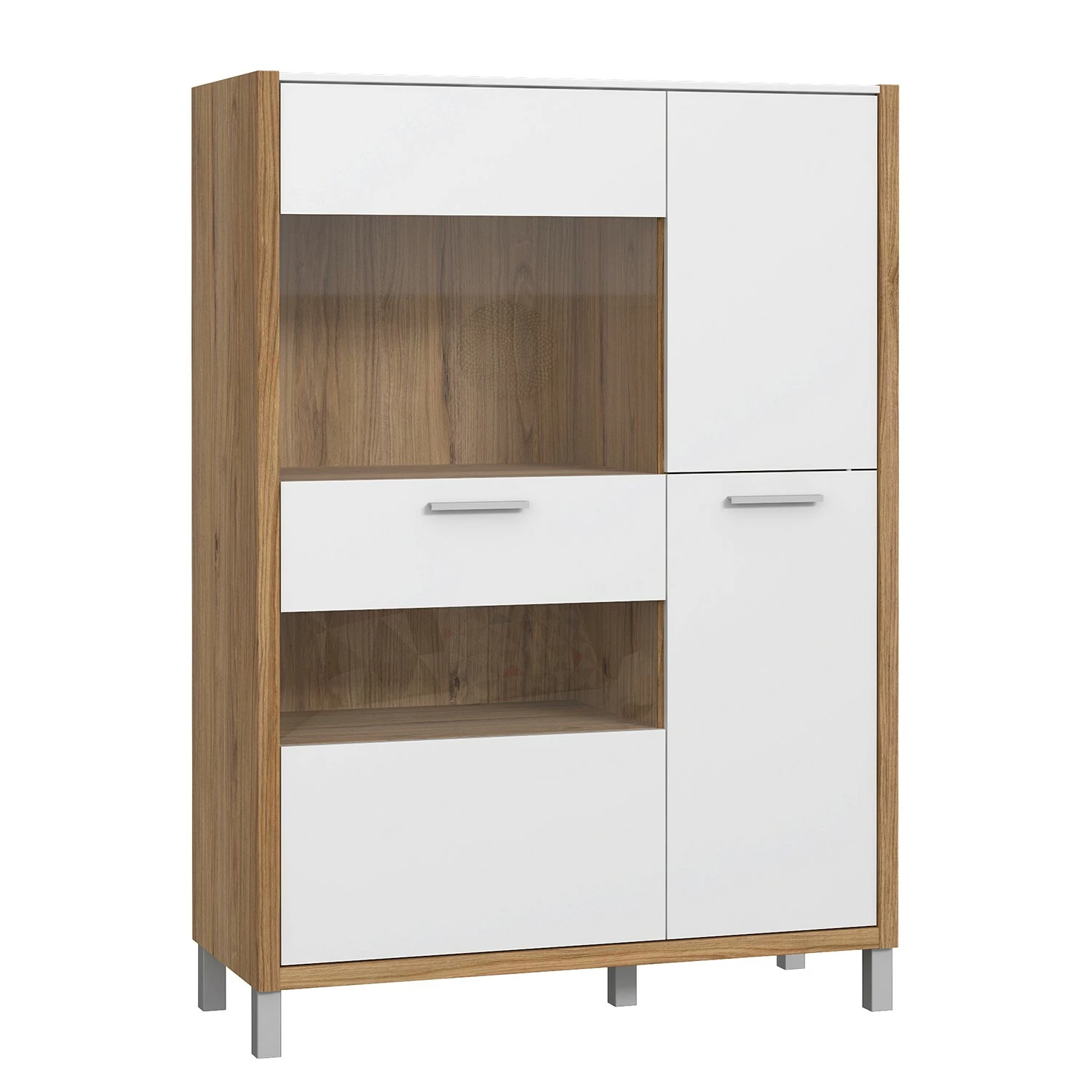 Norrwood Highboard Boyd III - Weiß / Eiche Dekor 8 Norrwood Highboard Boyd III - Weiß / Eiche Dekor – Bild 8