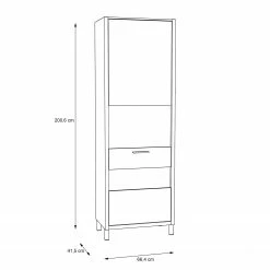 Norrwood Standvitrine Boyd - Weiß / Eiche Dekor -WOHNZIMMERMÖBEL Verkäufe 1000270239 210609 06160000212 SKETCH DETAILS P000000001000270239 sketch