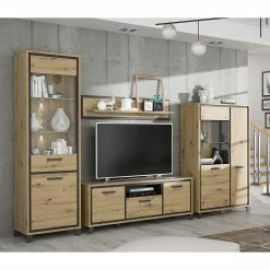 Red Living Wohnwand Egan (4-teilig) - Eiche Artisan Dekor / Eiche Schwarz Dekor