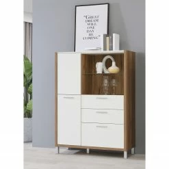 Norrwood Highboard Boyd II - Weiß / Eiche Dekor -WOHNZIMMERMÖBEL Verkäufe 1000270241 210609 06160100223 MOOD DETAILS P000000001000270241 mood