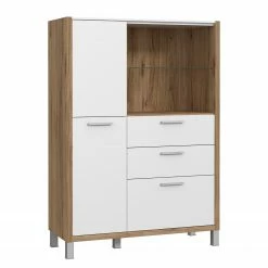 Norrwood Highboard Boyd II - Weiß / Eiche Dekor -WOHNZIMMERMÖBEL Verkäufe 1000270241 210609 06160100226 DETAILS P000000001000270241
