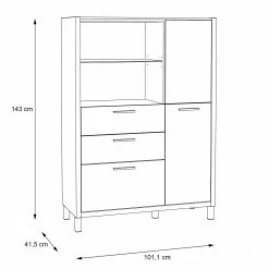 Norrwood Highboard Boyd II - Weiß / Eiche Dekor -WOHNZIMMERMÖBEL Verkäufe 1000270241 210609 06160100229 SKETCH DETAILS P000000001000270241 sketch