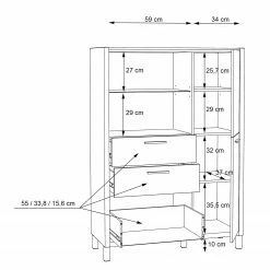 Norrwood Highboard Boyd II - Weiß / Eiche Dekor -WOHNZIMMERMÖBEL Verkäufe 1000270241 210609 06160100230 SKETCH DETAILS P000000001000270241 sketch