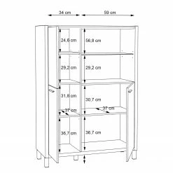 Norrwood Highboard Boyd I - Weiß / Eiche Dekor -WOHNZIMMERMÖBEL Verkäufe 1000270243 210609 06160200247 SKETCH DETAILS P000000001000270243 sketch