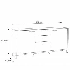 Norrwood Sideboard Boyd I - Weiß / Eiche Dekor 13 Norrwood Sideboard Boyd I - Weiß / Eiche Dekor -WOHNZIMMERMÖBEL Verkäufe 1000270252 210609 06160300254 SKETCH DETAILS P000000001000270252 sketch