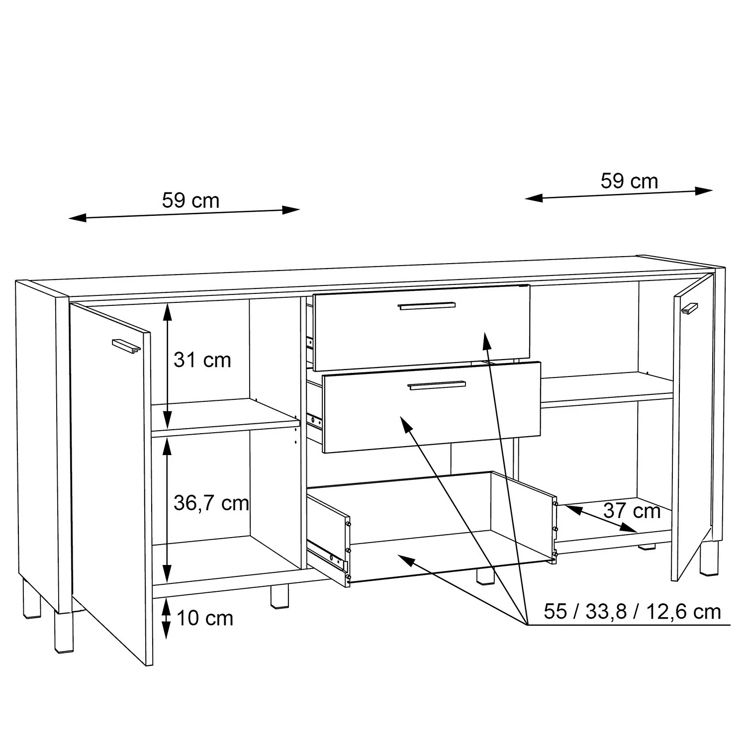 Norrwood Sideboard Boyd I - Weiß / Eiche Dekor 7 Norrwood Sideboard Boyd I - Weiß / Eiche Dekor – Bild 7