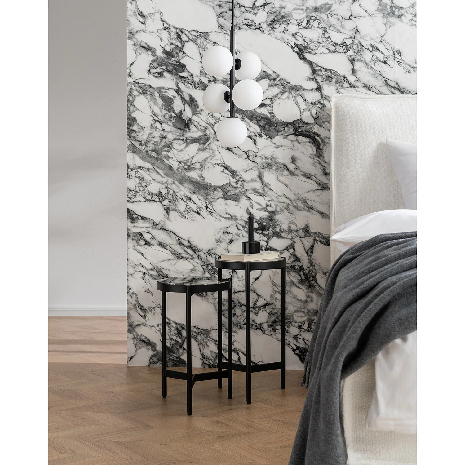 Studio Copenhagen Beistelltisch Abee I (2er-Set) - Marmor Schwarz Dekor / Schwarz 2 Studio Copenhagen Beistelltisch Abee I (2er-Set) - Marmor Schwarz Dekor / Schwarz – Bild 2