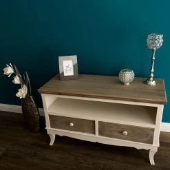 Ridgevalley TV-Lowboard Pua - Eukalyptus massiv - Cremeweiß / Braun -WOHNZIMMERMÖBEL Verkäufe 1000270686 210602 06133000114 MOOD DETAILS P000000001000270686 mood