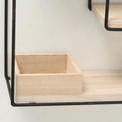 Boltze Wandregal Tjorge II - Metall - Schwarz / Braun -WOHNZIMMERMÖBEL Verkäufe 1000270764 210709 14011900044 DETAILS P000000001000270764