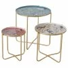 Boltze Beistelltisch Krano (3er-Set) - Metall - Gold / Mehrfarbig