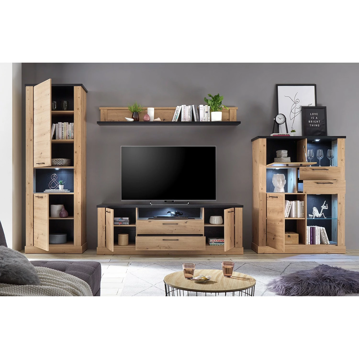 Ridgevalley Schrank Nanda I - Eiche Artisan Dekor / Eiche Schwarz Dekor 3 Ridgevalley Schrank Nanda I - Eiche Artisan Dekor / Eiche Schwarz Dekor – Bild 3