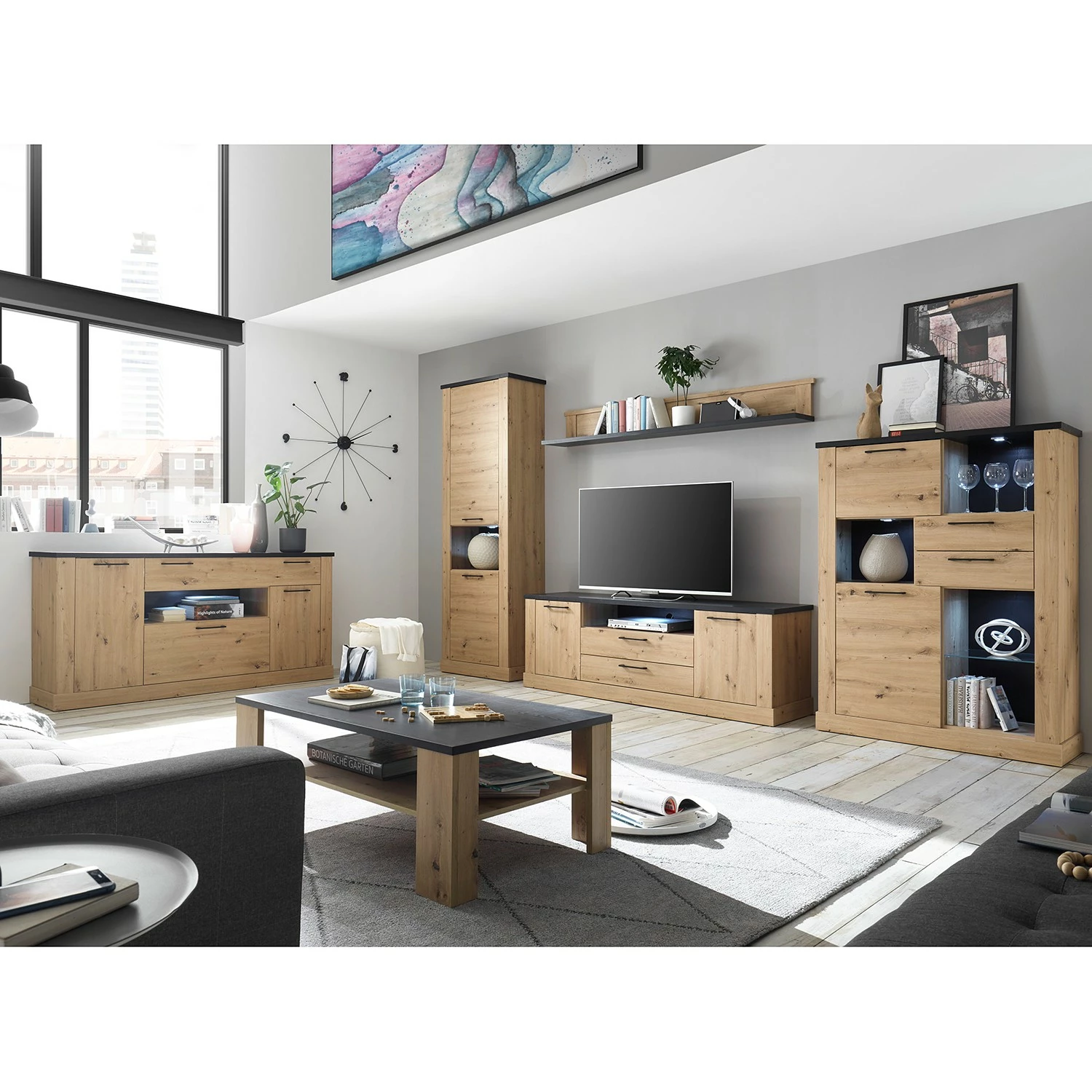 Ridgevalley Schrank Nanda I - Eiche Artisan Dekor / Eiche Schwarz Dekor 4 Ridgevalley Schrank Nanda I - Eiche Artisan Dekor / Eiche Schwarz Dekor – Bild 4